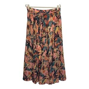 Her Destiny Pink Floral Print Maxi‎ Skirt Elastic Waist Tie Belt Lined XL